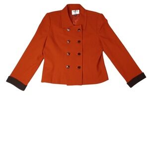 Vintage Kasper ASL Women's Double Breasted Blazer Orange Wool Size 14‎